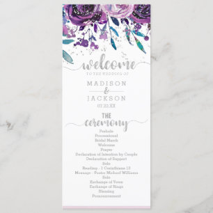 CHIC LILA BLOMMIGT & SILVER BRÖLLOPSPROGRAM PROGRAM