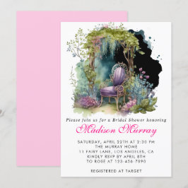 Chic Lila Blue Blommigt Garden  Möhippa Inbjudningar