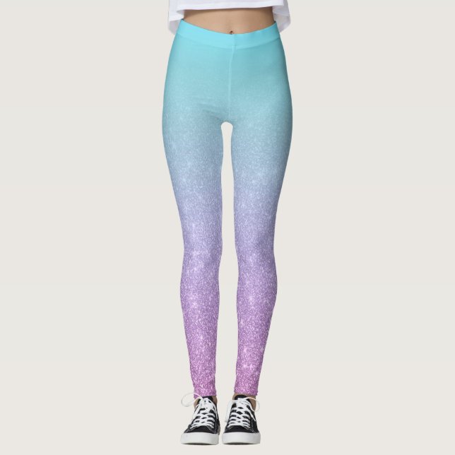 Chic Lila Blue Ombre-övertoning Leggings (Framsida)