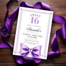 Chic Lila Bow Coquette Girl Sweet 16 Birthday