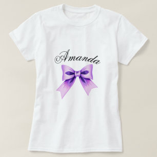 Chic Lila Bow Coquette Girl Sweet 16 Birthday T Shirt