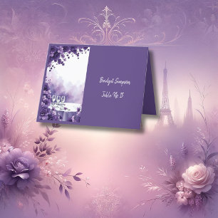 chic Lila Bröllop Eiffel Torn Magic Gästkort Tack Kort