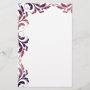 Chic Lila Damask Plain Stationery Brevpapper