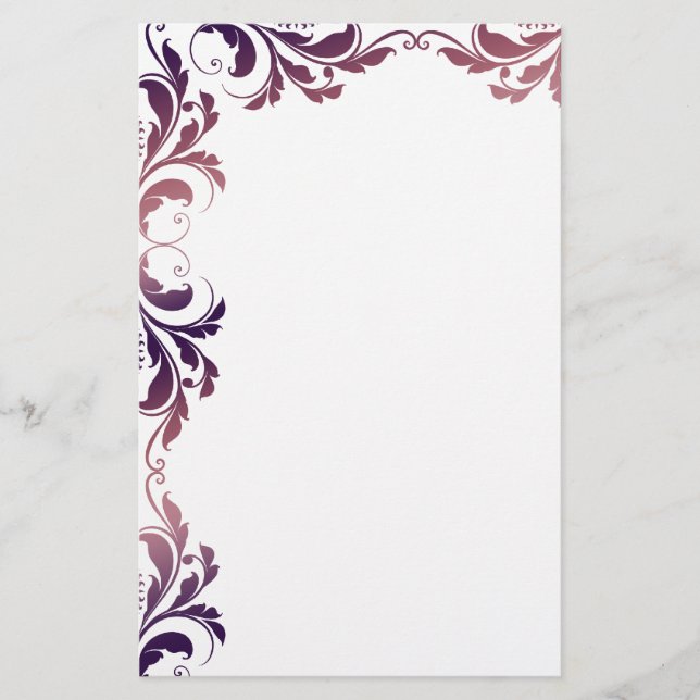 Chic Lila Damask Plain Stationery Brevpapper (Framsida)
