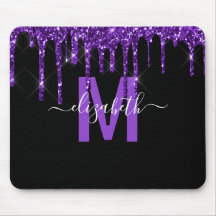 Chic Lila Drickning Glitter Monogram Namn