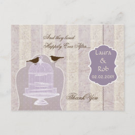Chic lila fågelburk, love birds Tack Vykort