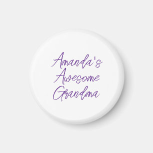 Chic Lila Fantastisk Grandma Barnbarn Namn Magnet