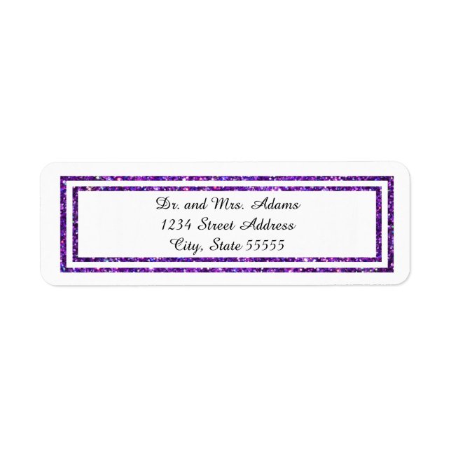 Chic Lila Faux glittered Trim - Address Label Returadress Etikett (Framsidan)