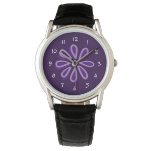 Chic Lila Flower Doodle Armbandsur