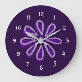 Chic Lila Flower Doodle Stor Klocka