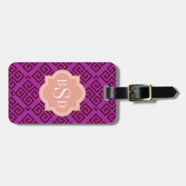 Chic lila giglistig nyckel mönster monogram bagagebricka