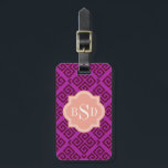 Chic lila giglistig nyckel mönster monogram bagagebricka<br><div class="desc">Chicen är gigantisk, modern elegant snyggt-dekorativ grek nyckel lila och den burgundära geometriska abstrakten mönster, den söta contemporaryn moderna grekiska nyckel abstrakt i mönster och burgundy lila den här djärva designen av ge och klassiskt utseende. Coolans unika gåvor till henne. Anpassningsbar personligen monogram med ditt eget initialer eller namn kan...</div>