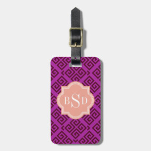 Chic lila giglistig nyckel mönster monogram bagagebricka