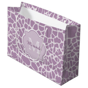 Chic Lila Giraffe-utskrift med Monogram och Namn