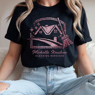 Chic Lila Glitter House Städning Service T Shirt