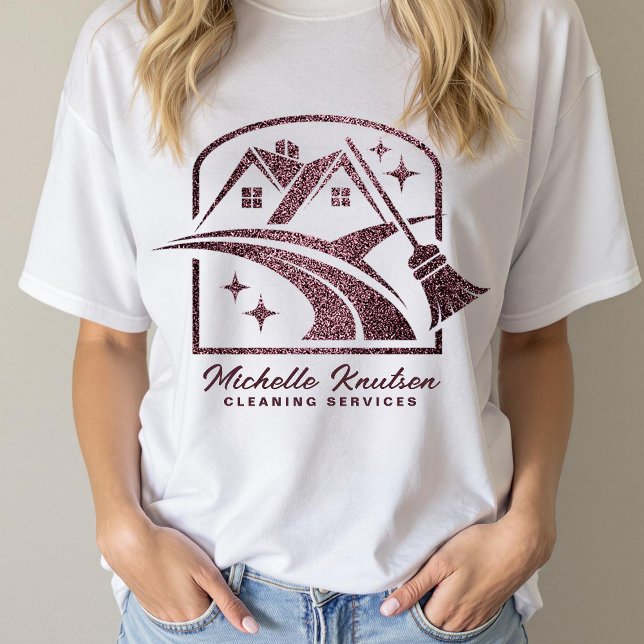 Chic Lila Glitter House Städning Service T Shirt (Skapare uppladdad)