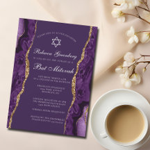 Chic Lila Guld Agate Bat mitzvah Party