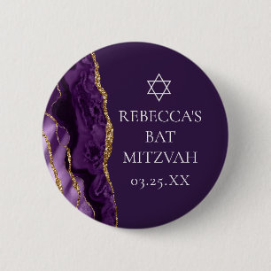 Chic Lila Guld Agate Bat mitzvah Party Knapp