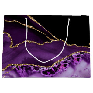 Chic lila Guld Agate Marble Gift Bag