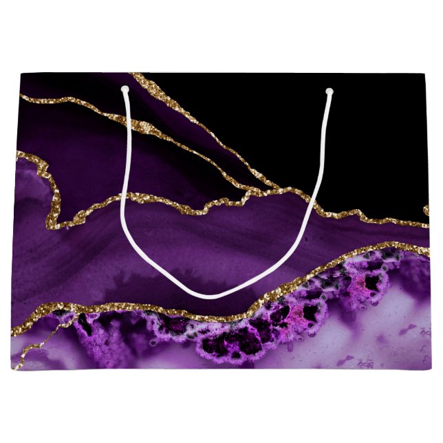 Chic lila Guld Agate Marble Gift Bag (Framsidan)