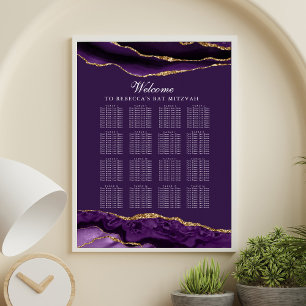 Chic Lila Guld Agate Party Sittdiagram Poster