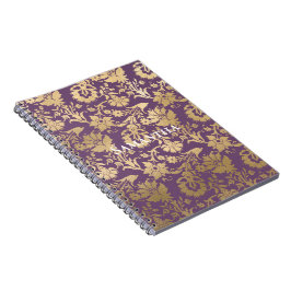 Chic Lila Guld Blommigt Anteckningsbok