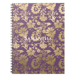 Chic Lila Guld Blommigt Anteckningsbok