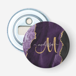 Chic Lila Guld Glitter Agate Anpassningsbar Monogr Flasköppnare