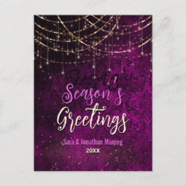 Chic lila guld helgdag ljus jul nytt år vykort