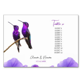 Chic Lila Hummingbird och Petals Bröllop Bordsnummer