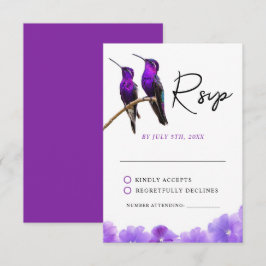 Chic Lila Hummingbird och Petals Bröllop OSA Kort