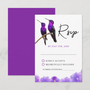 Chic Lila Hummingbird och Petals Bröllop OSA Kort