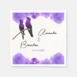Chic Lila Hummingbird och Petals Bröllop Pappersservett