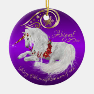 Chic Lila jul - Unicorn Guld accent Joy Julgransprydnad Keramik