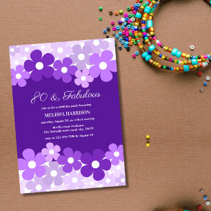 Chic Lila Lavender Flower 80 Fabulous Birthday Inbjudningar