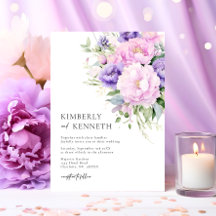 Chic Lila Lavender Rosa Violet Blommigt Bröllop