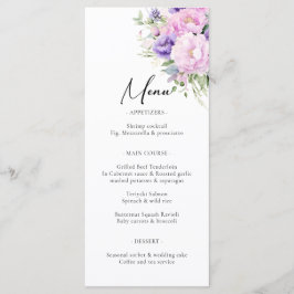 Chic Lila Lavender Rosa Violet Blommigt Bröllop Meny