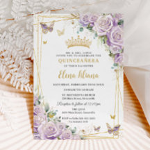 Chic Lila Lilac Ro Blommigt Guld Quinceañera XV