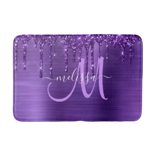 Chic Lila Metall Push Monogram från Glitter Badrumsmatta
