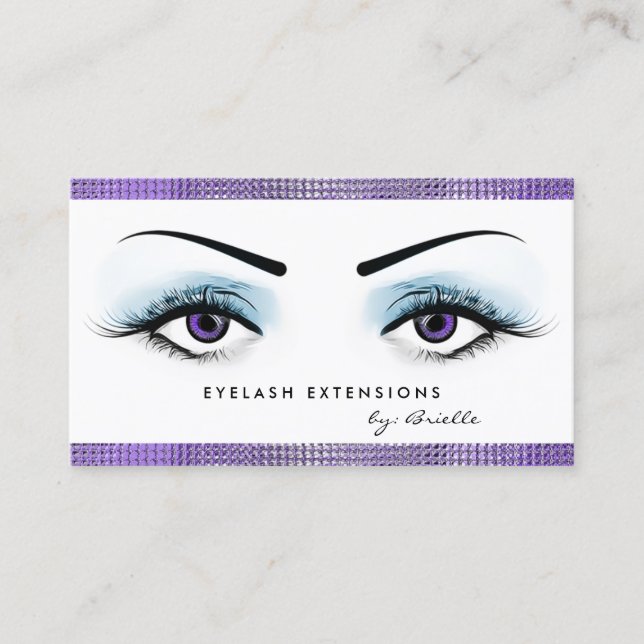 Chic Lila Ögon Girly Eyelash Extensions Boutique Visitkort (Framsida)