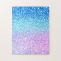 Chic lila ombré blå glitter modern