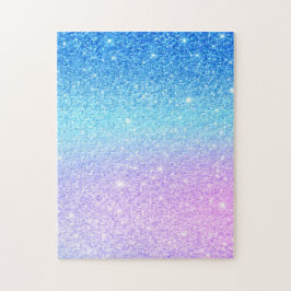 Chic lila ombré blå glitter modern pussel