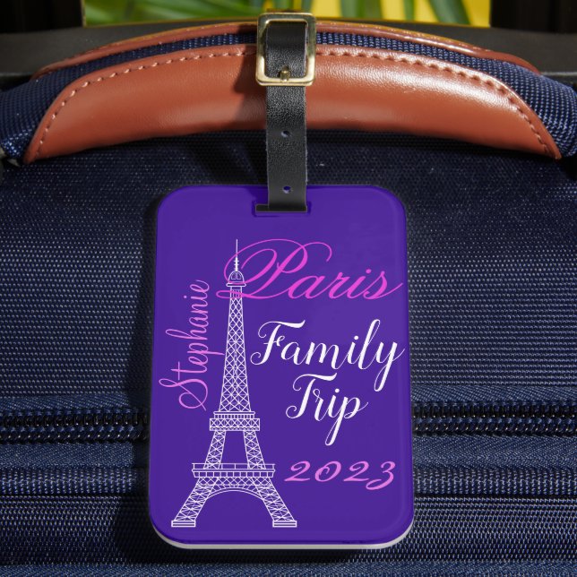 Chic Lila Paris Eiffel Torn Family Resa Bagagebricka (Framsida Insitu 2)