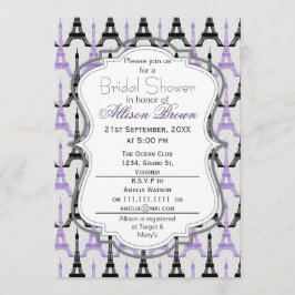 Chic Lila Paris Eiffel Torn Möhippa Inbjudningar