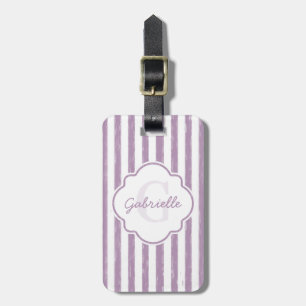 Chic Lila Pawarded Rand Monogram och Namn Bagagebricka
