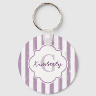 Chic Lila Pawarded Rand Monogram och Namn Nyckelring