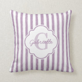 Chic Lila Payed Rand Monogram och Namn Kudde