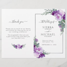 Chic Lila Silver Blommigt , mappat Bröllopsprogram