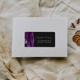 Chic lila silver mörk bröllops-RSVP själv-adress Adressetikett