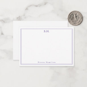 Chic Lila Violet 2 Monogram Namn Minimal Gräns Anteckningskort